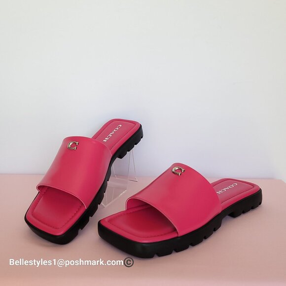 COACH Florence Smooth Leather Sandal - Dragon Fruit color-Women’s Size 9 B 🎈$95 - Picture 7 of 16